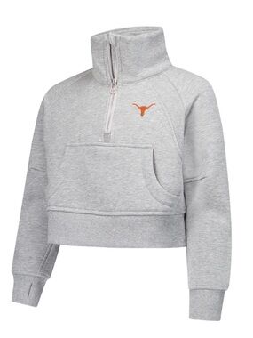 Garb Girls Texas Longhorns Dawn Raglan Fleece Cropped Half-Zip Sweatshirt NWT